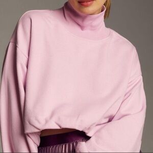 Pilcro Light Pink Cropped Mockneck Sweater